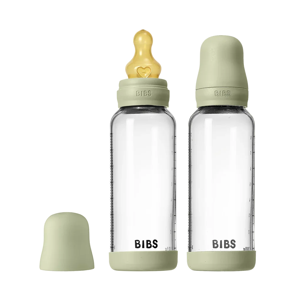 Baby Glass Bottle Set 240ml 2 Pack Latex - Sage