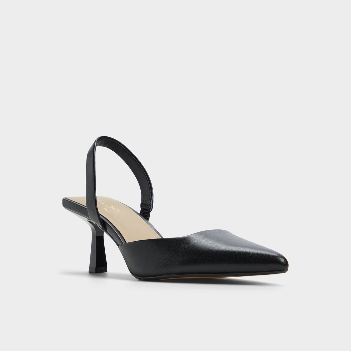 Three-quarter angle of Black Basanti Sling back high heel's front side