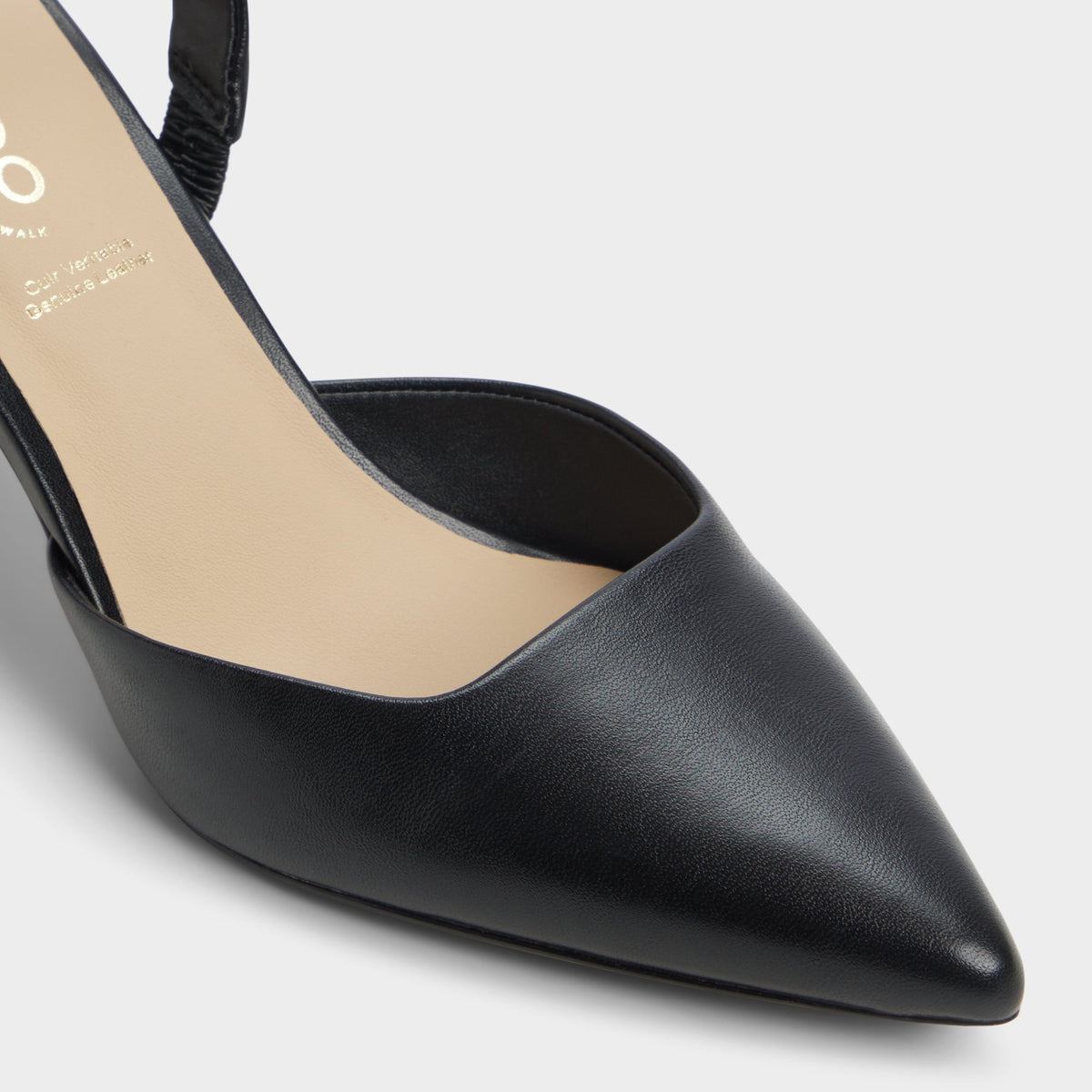 Close-up of the Black Basanti Sling back high heel