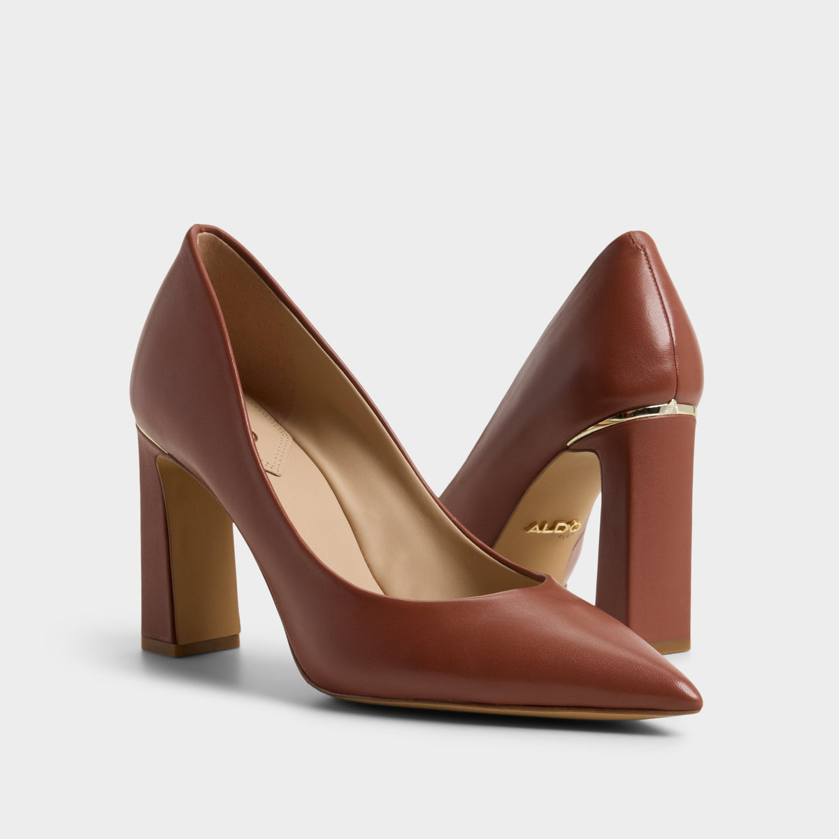 Highlighted view of a pair of Rust Seirith Pumps