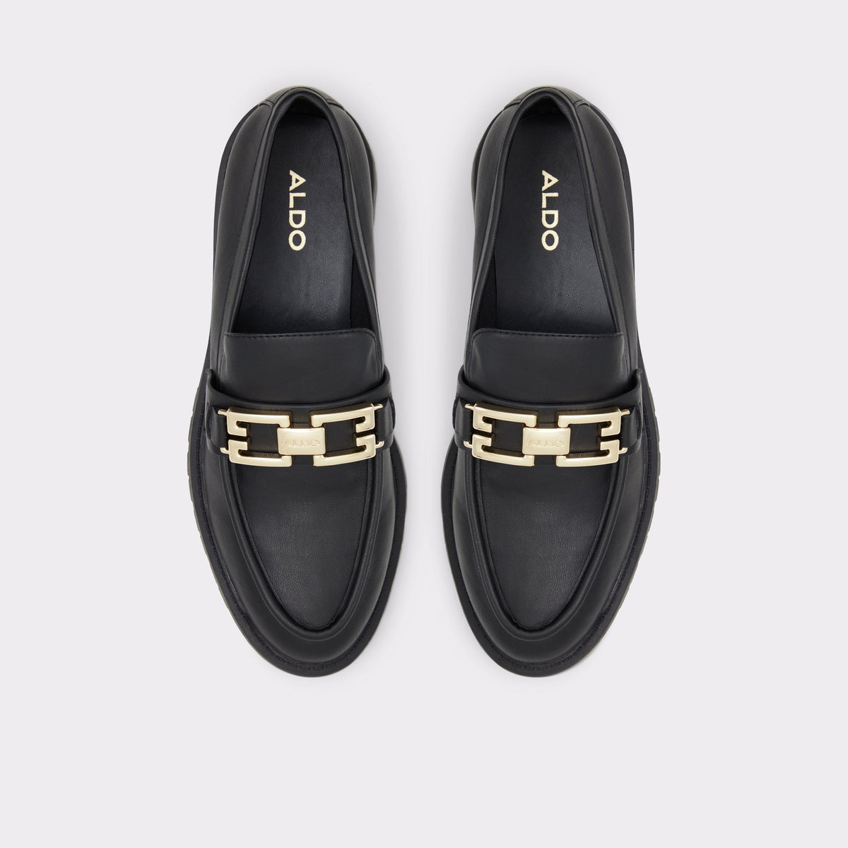 Vue de dessus de la Noir Tobey Mocassin