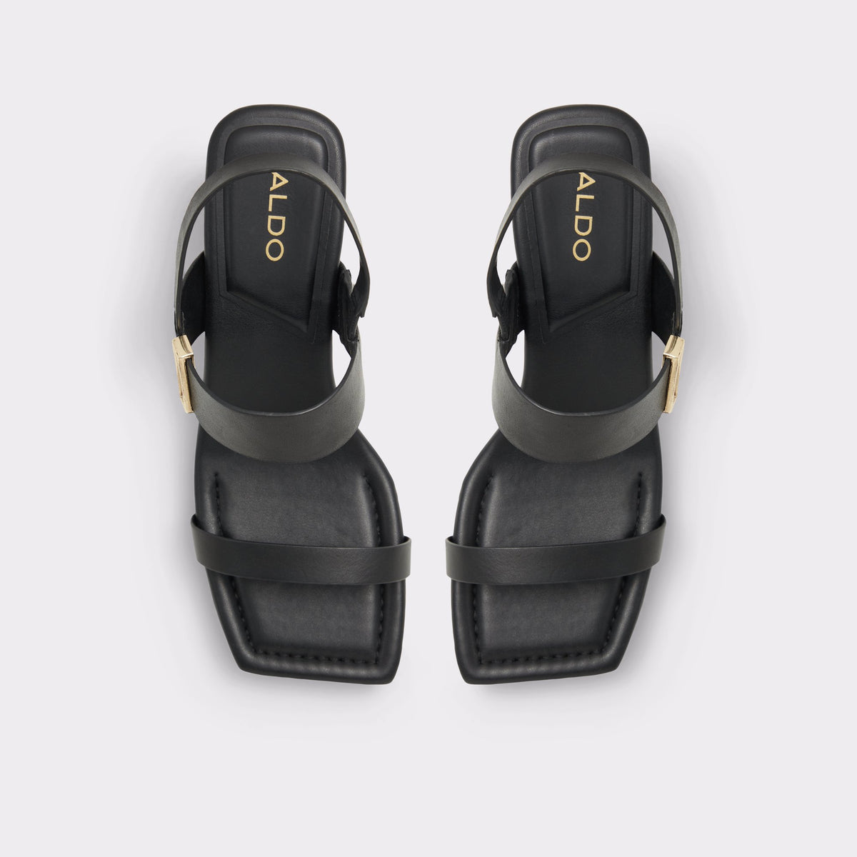 Top-down view of the Black Fidles Strappy heeled sandal