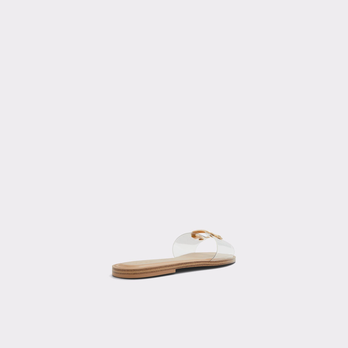 Three-quarter angle of Clear Glaeswen Slide sandal's back side