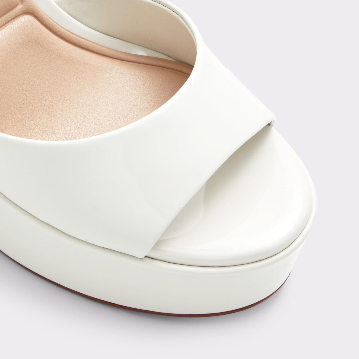 Close-up of the White/Bone Nissa Strappy heeled sandal