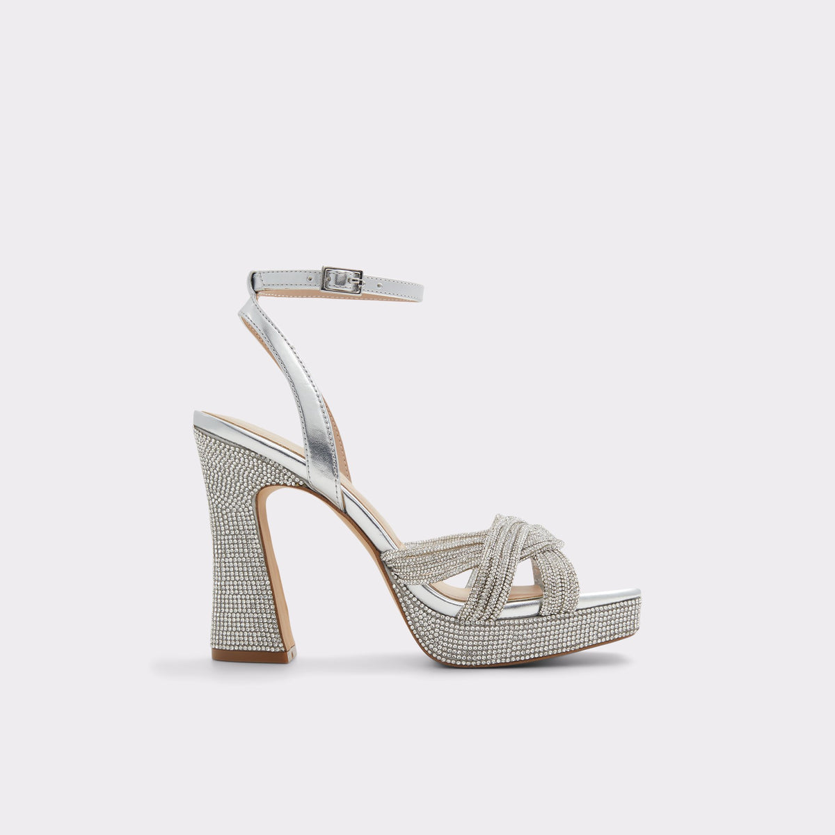 Main View of Silver Glimma Strappy heeled sandal for Womens