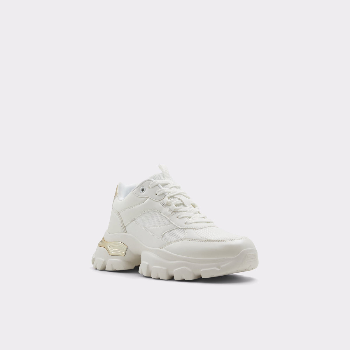 Angle de trois quarts de la face avant de Blanc Hypestep Sneaker