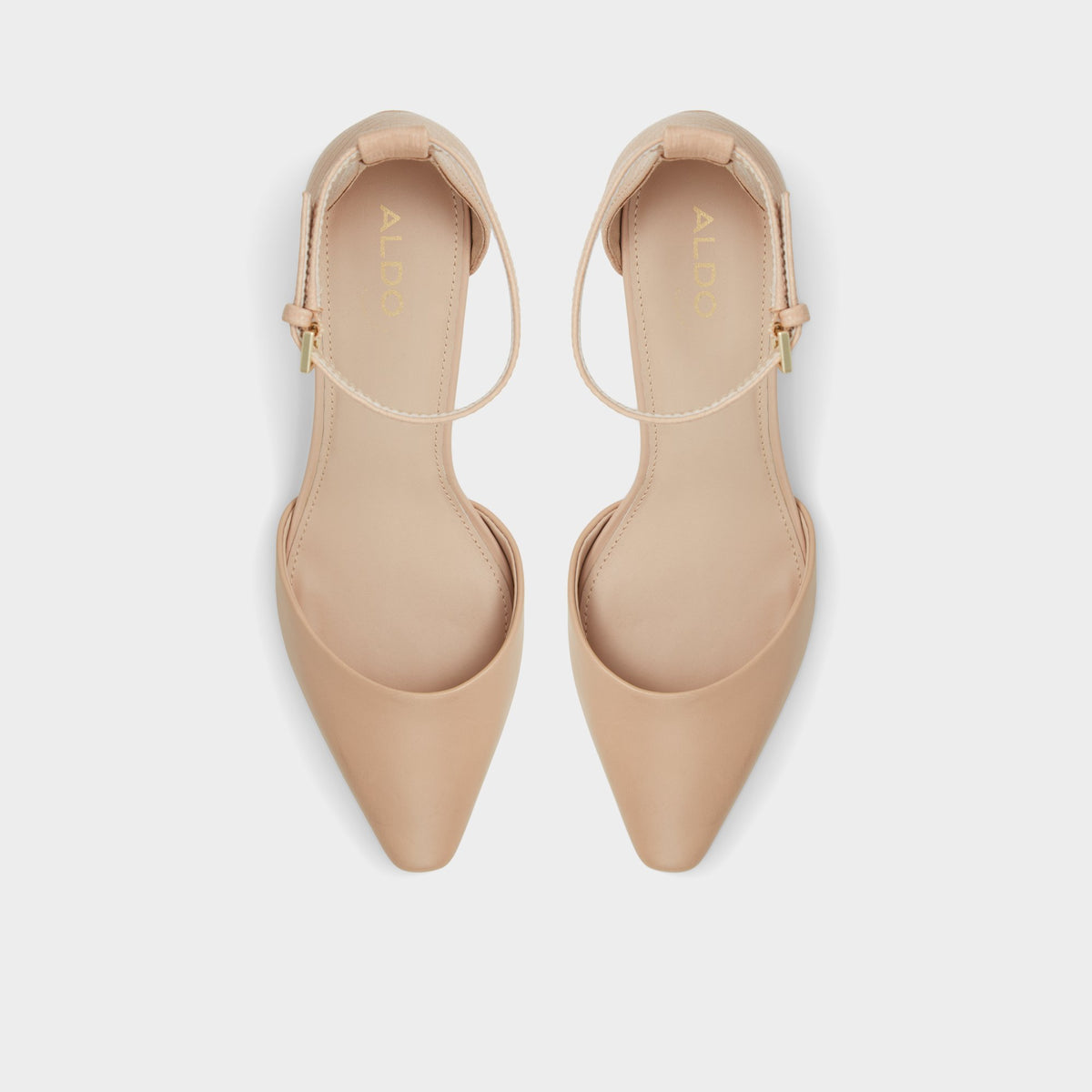 Top-down view of the Bone Tinctum Strappy block heel