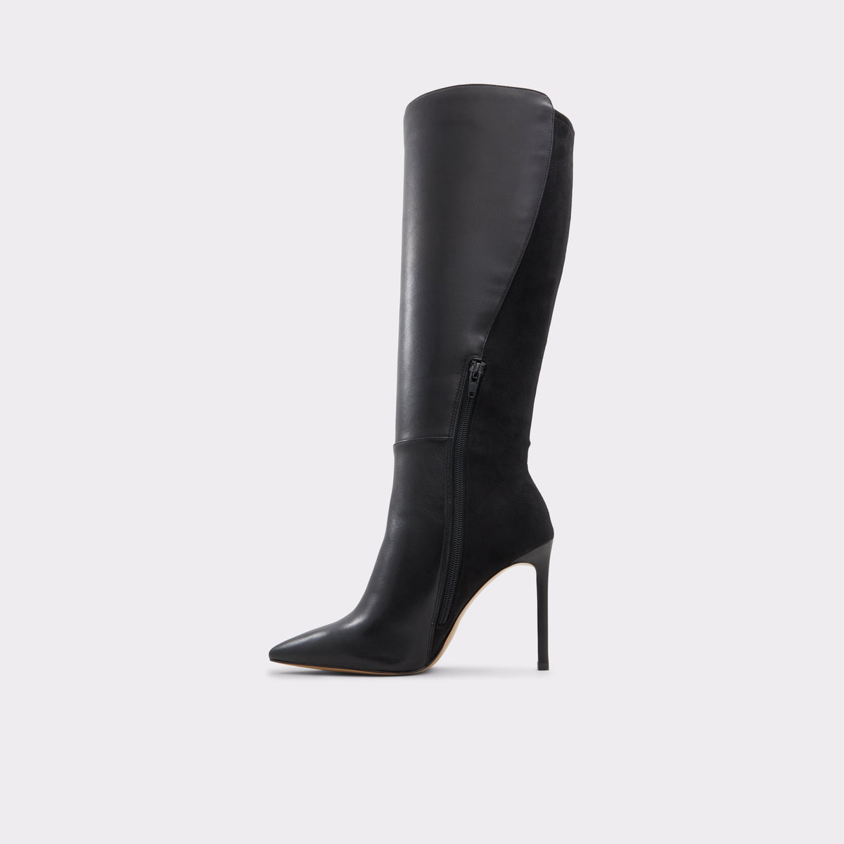 Side view of Black Milann Knee-high boot