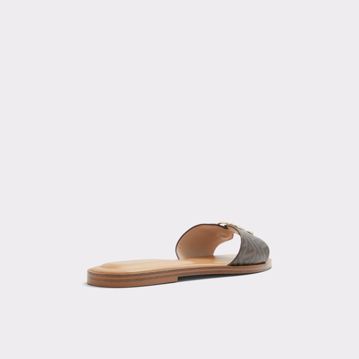 Three-quarter angle of Open Black Damiana Slide sandal's back side
