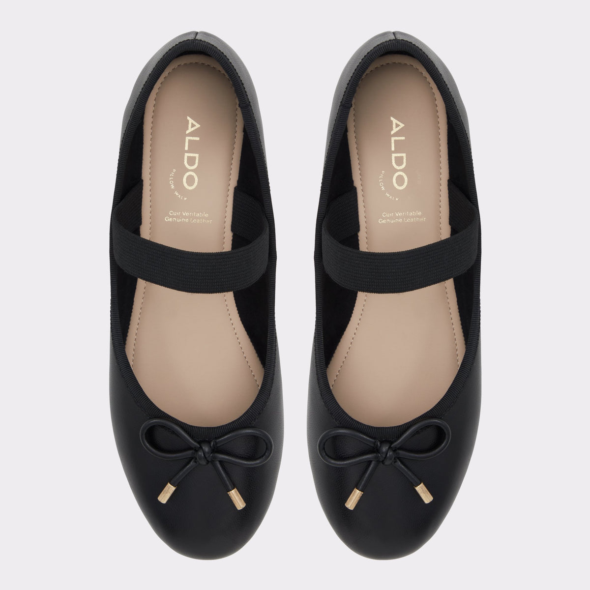 Top-down view of the Black Yuji Ballet flat