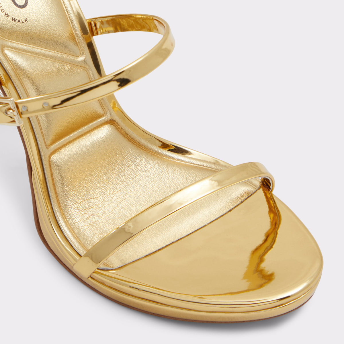 Close-up of the Gold Levissa Strappy stiletto sandal