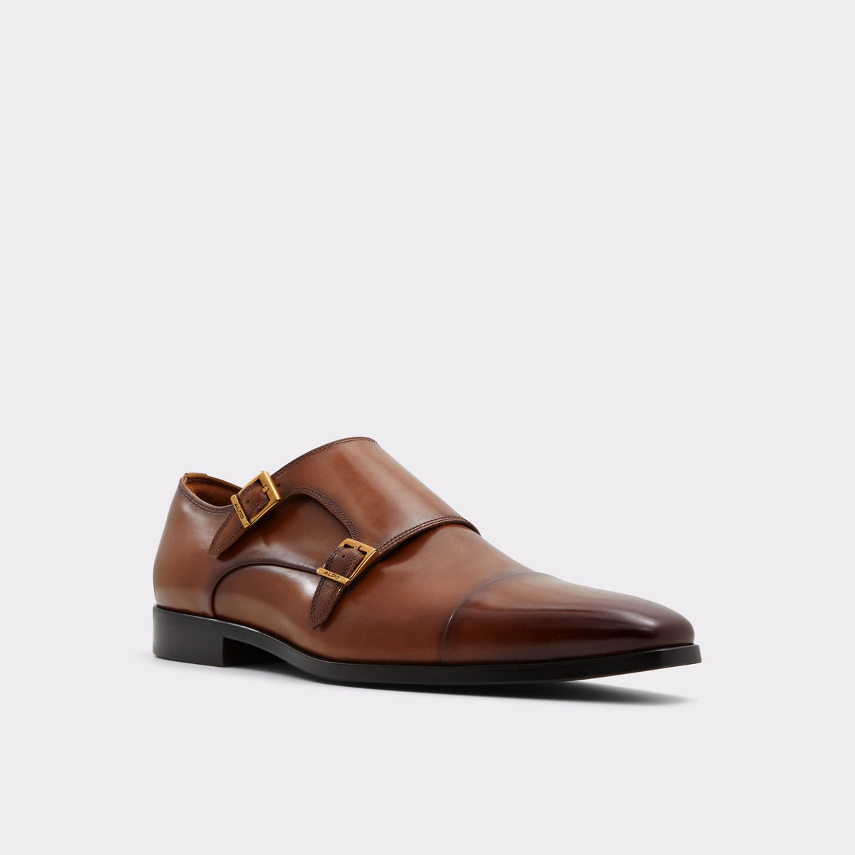 Three-quarter angle of Cognac Windward Monkstrap's front side