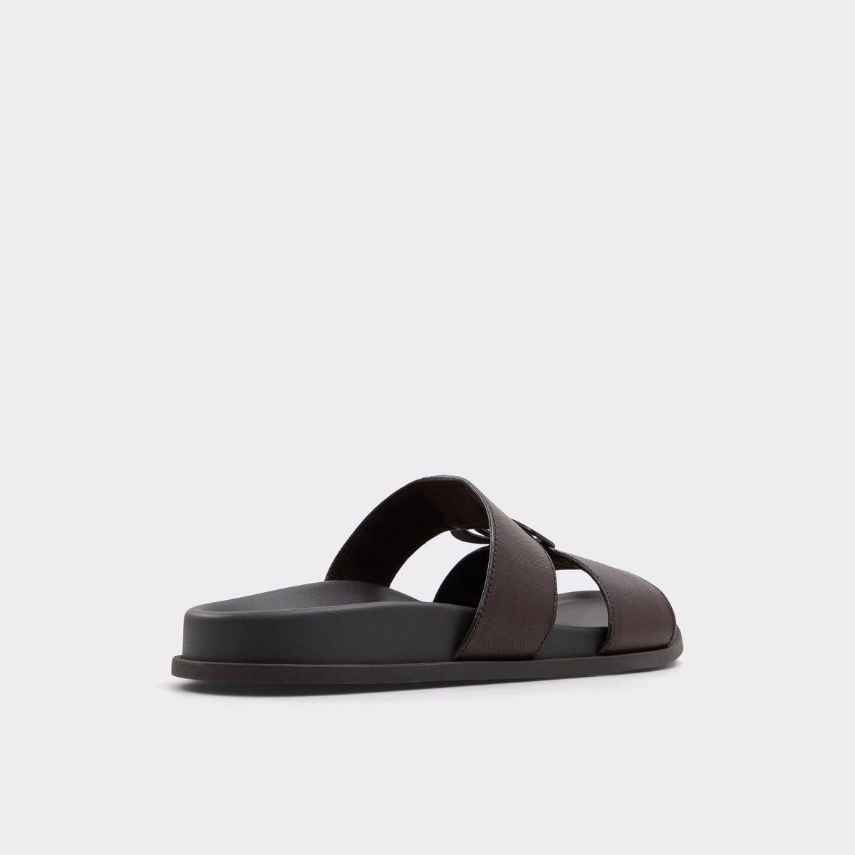 Three-quarter angle of Dark Brown Reefside Slide sandal's back side