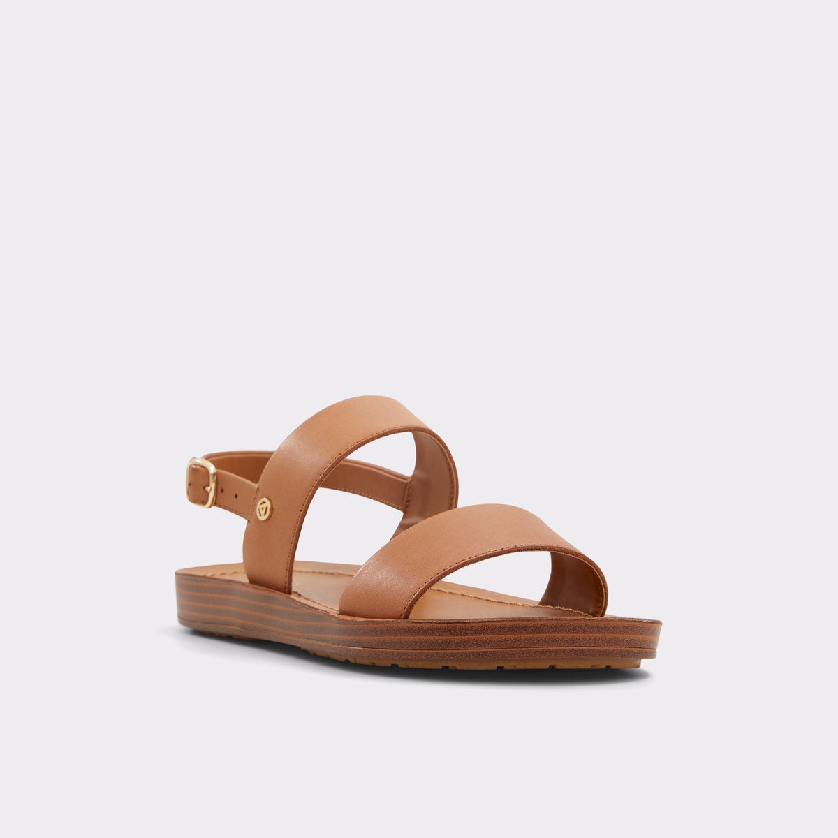 Three-quarter angle of Dark Beige Bamaever Flat sandal's front side