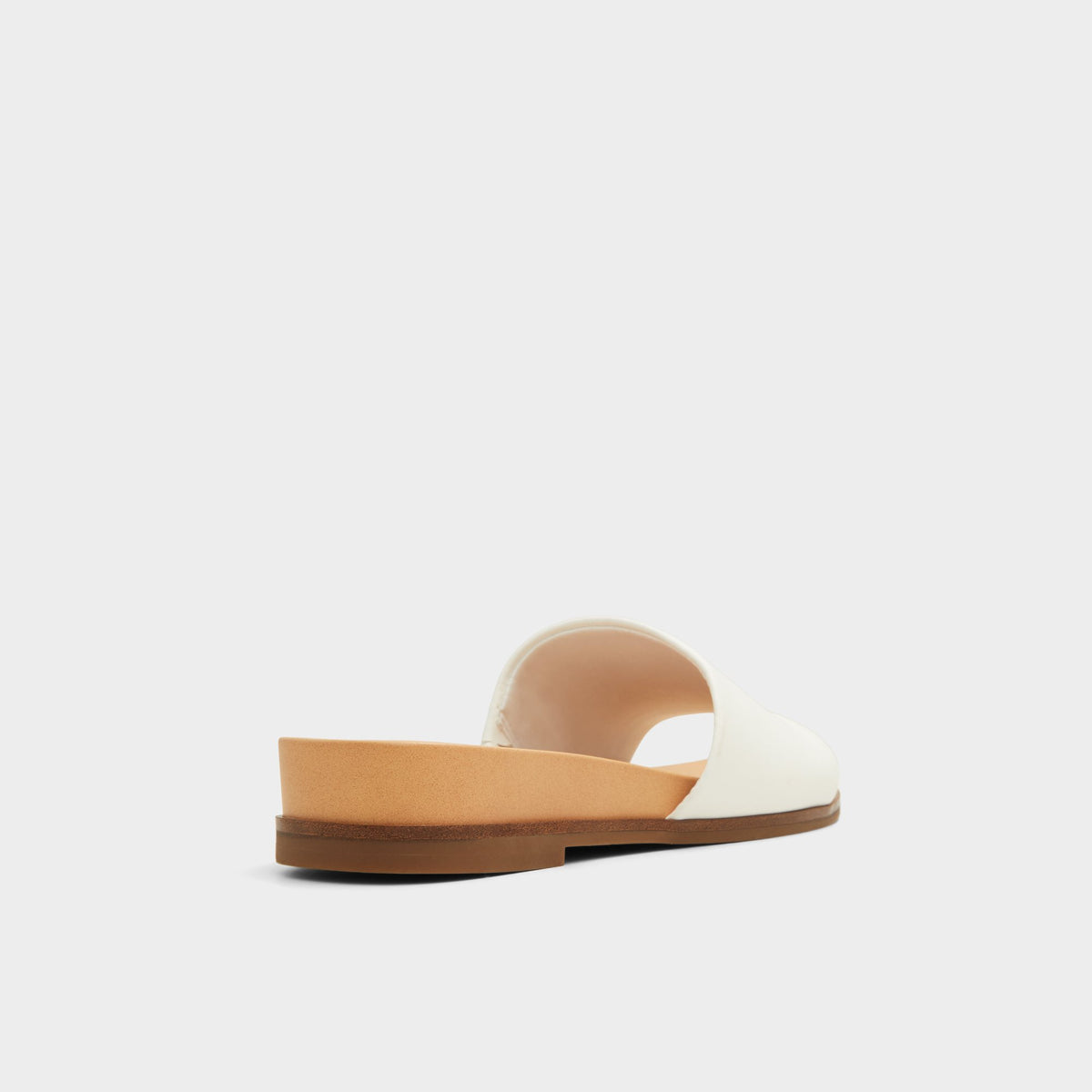 Three-quarter angle of White Elina Slide sandal's back side