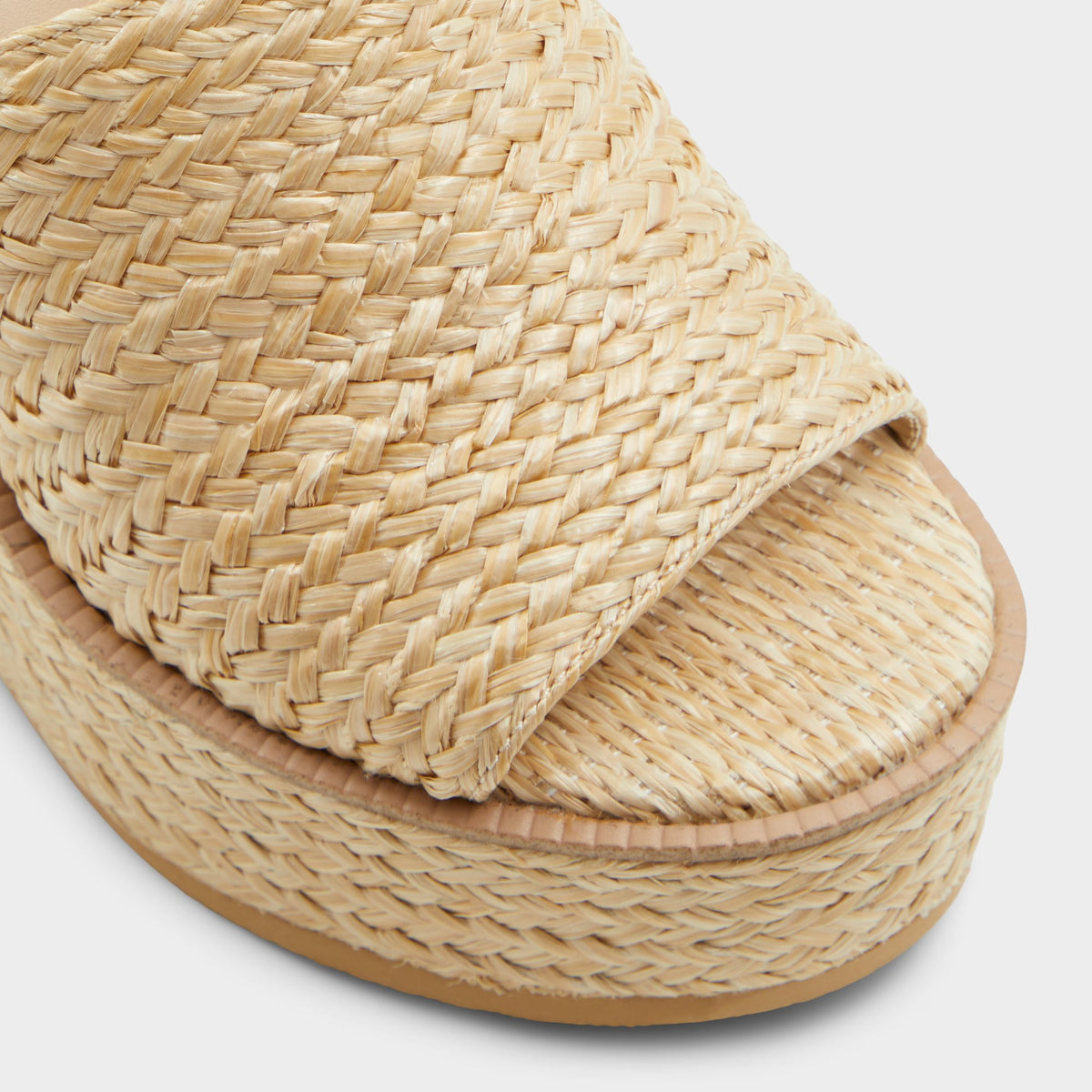 Close-up of the Open natural Midsommar Wedge sandal