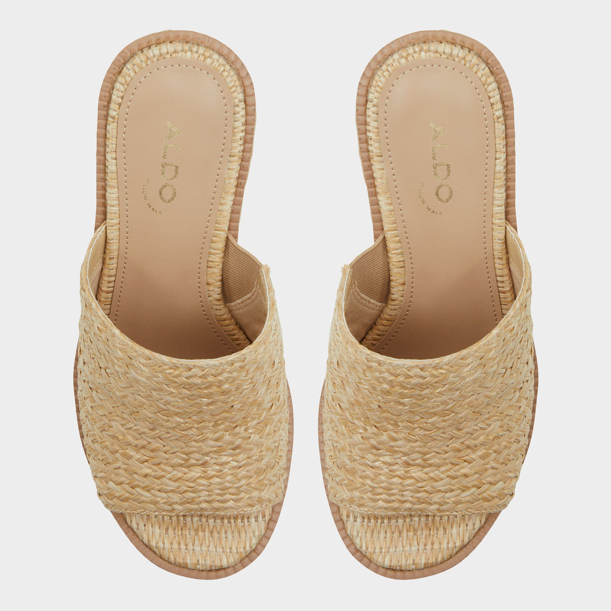 Top-down view of the Open natural Midsommar Wedge sandal