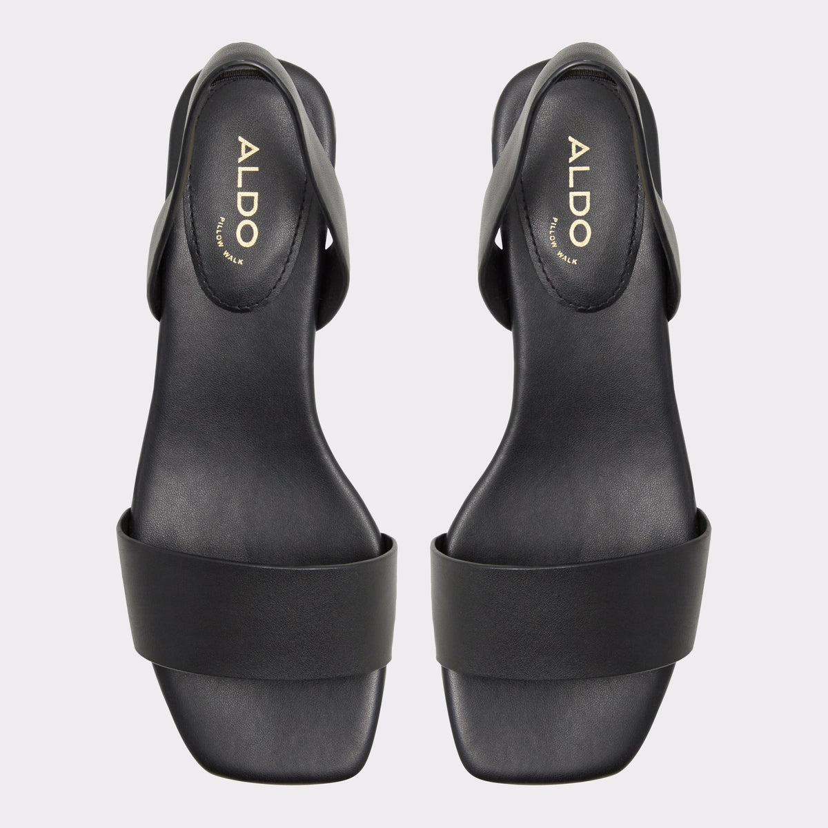 Top-down view of the Other Black Dorenna Black strappy sandal