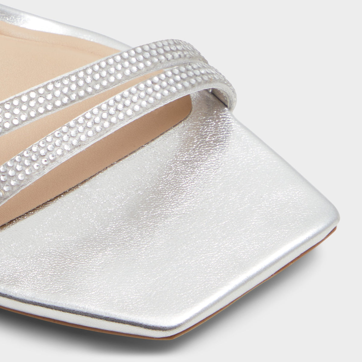 Close-up of the Silver Phaedra Strappy stiletto sandal