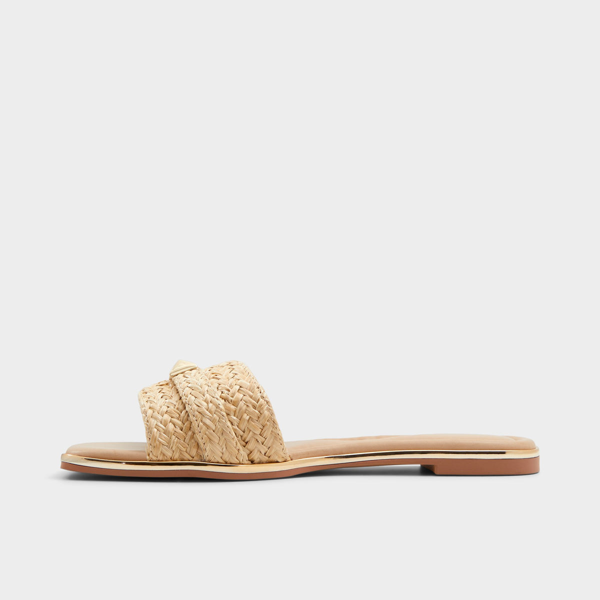 Side view of Open natural Darine Slide sandal