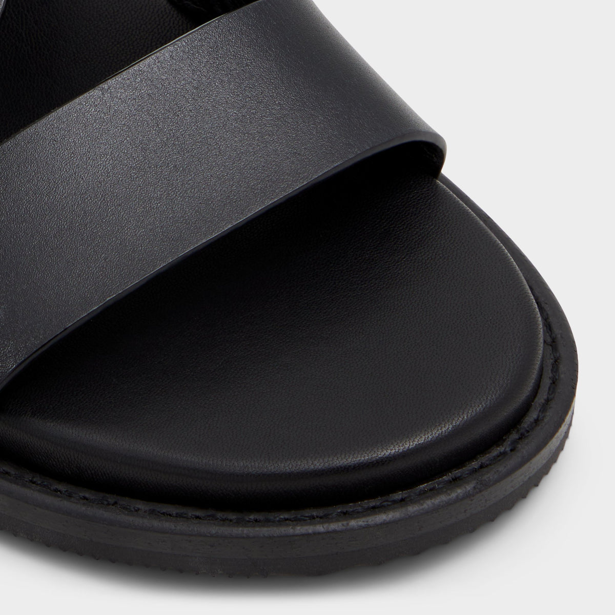 Close-up of the Black Fredo Flat sandals