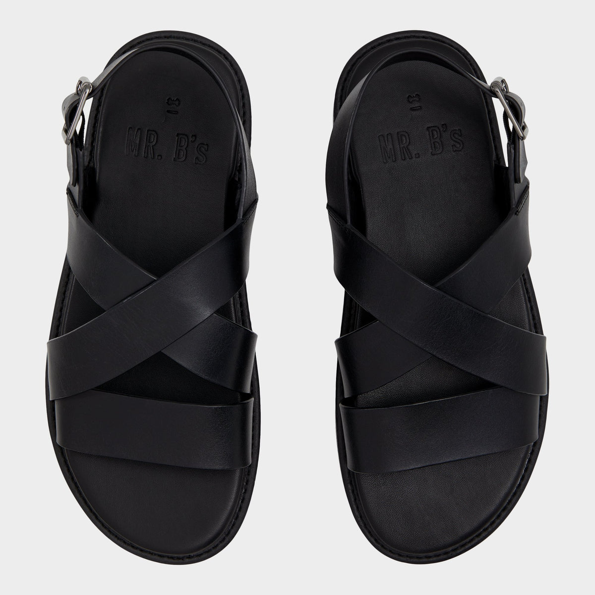 Top-down view of the Black Fredo Flat sandals