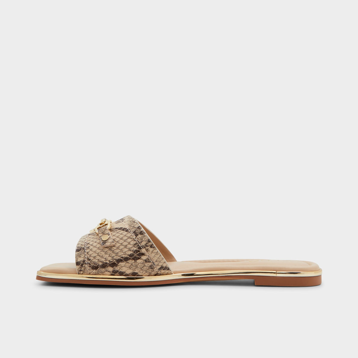 Side view of Brown Multi Alamassi Slide sandal