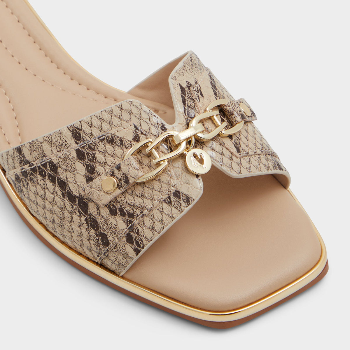 Close-up of the Brown Multi Alamassi Slide sandal