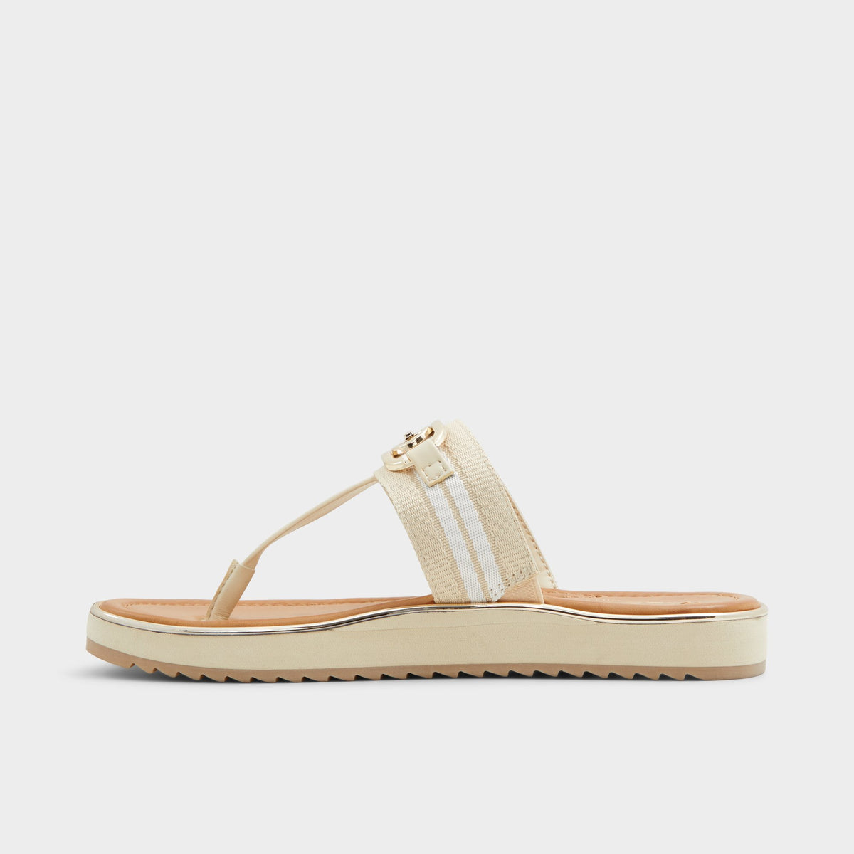 Vue latérale de Beige Nesien Sandale à bride en T