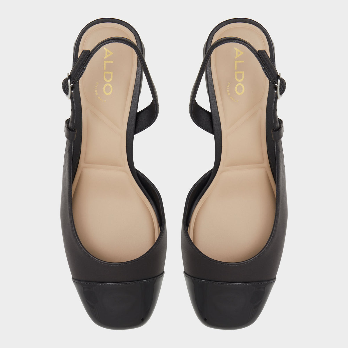 Top-down view of the Black Bialle Slingback heel