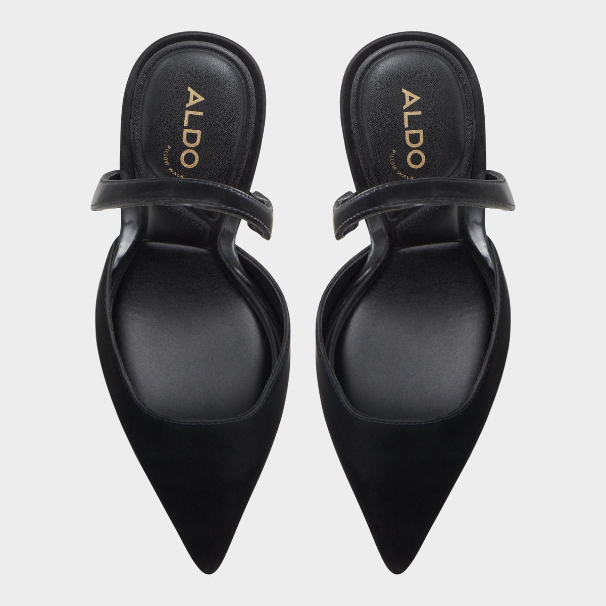 Top-down view of the Black Berolden Slingback heel