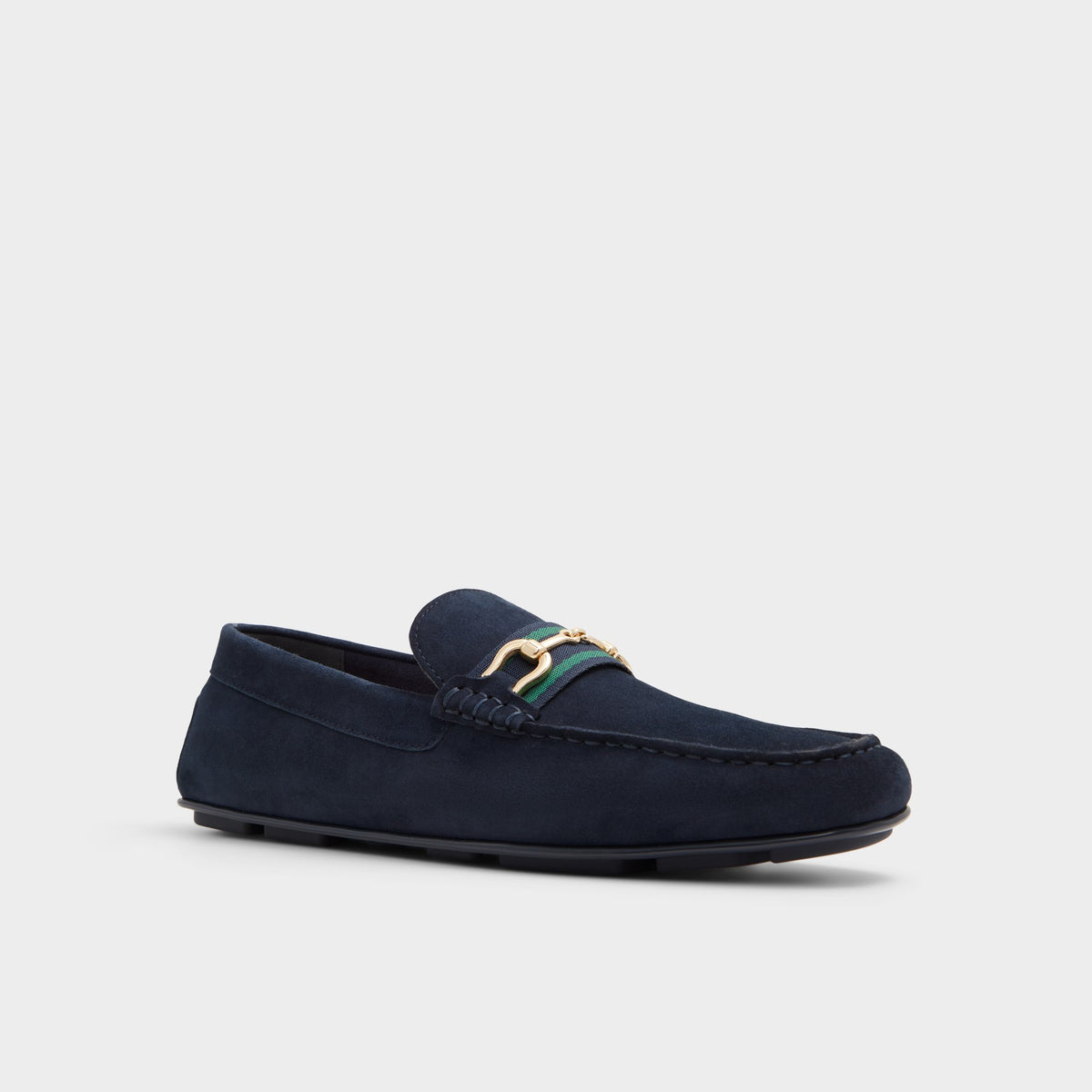 Three-quarter angle of Navy Spanner Driving shoe's front side
