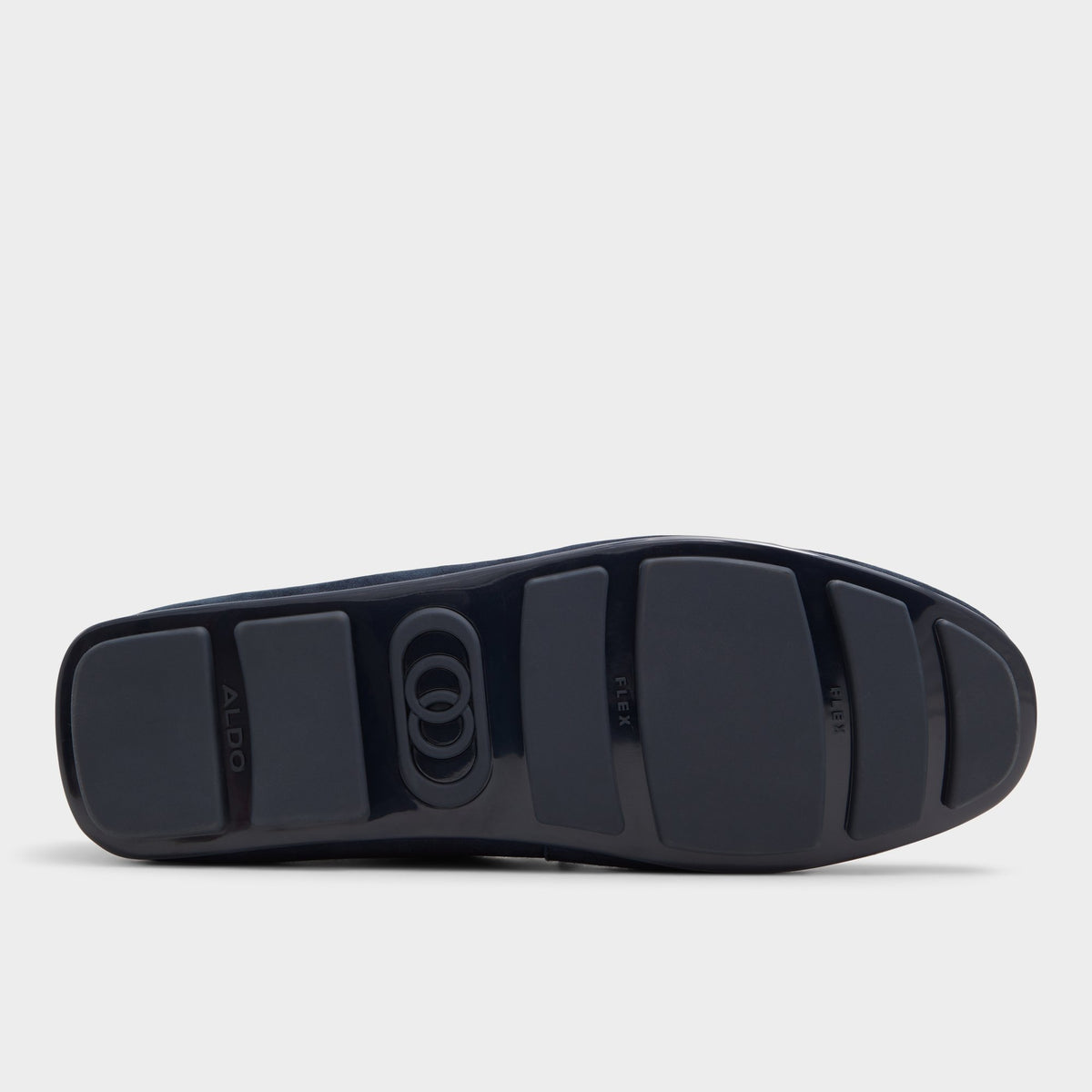 View of Navy Spanner Driving shoe's sole