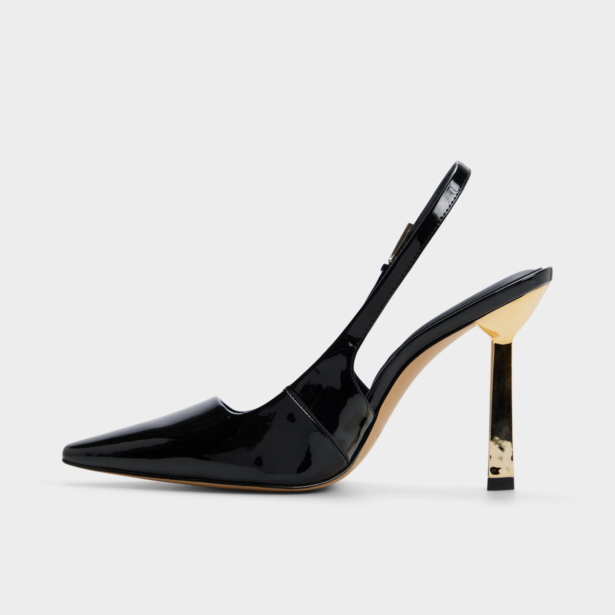 Vue latérale de Noir Marysa Talon haut à bride arrière