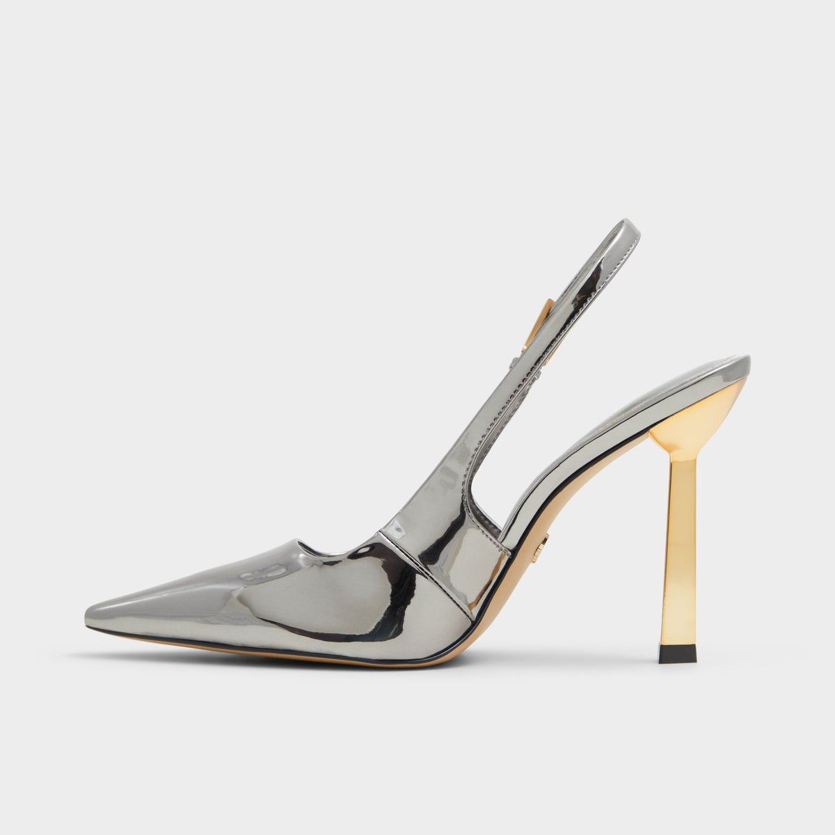 Side view of Pewter Marysa Slingback heel