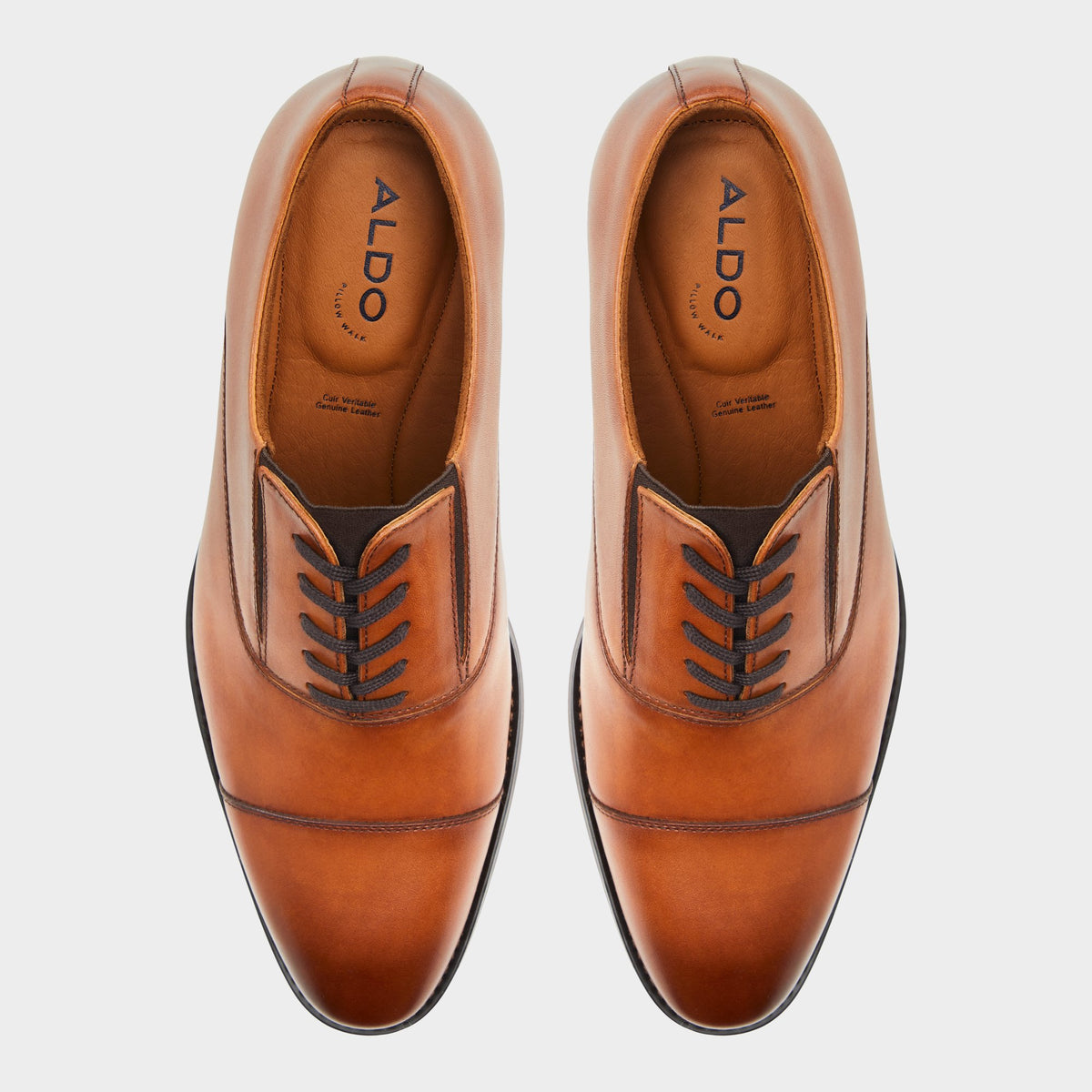 Top-down view of the Cognac Paxley Oxford shoe