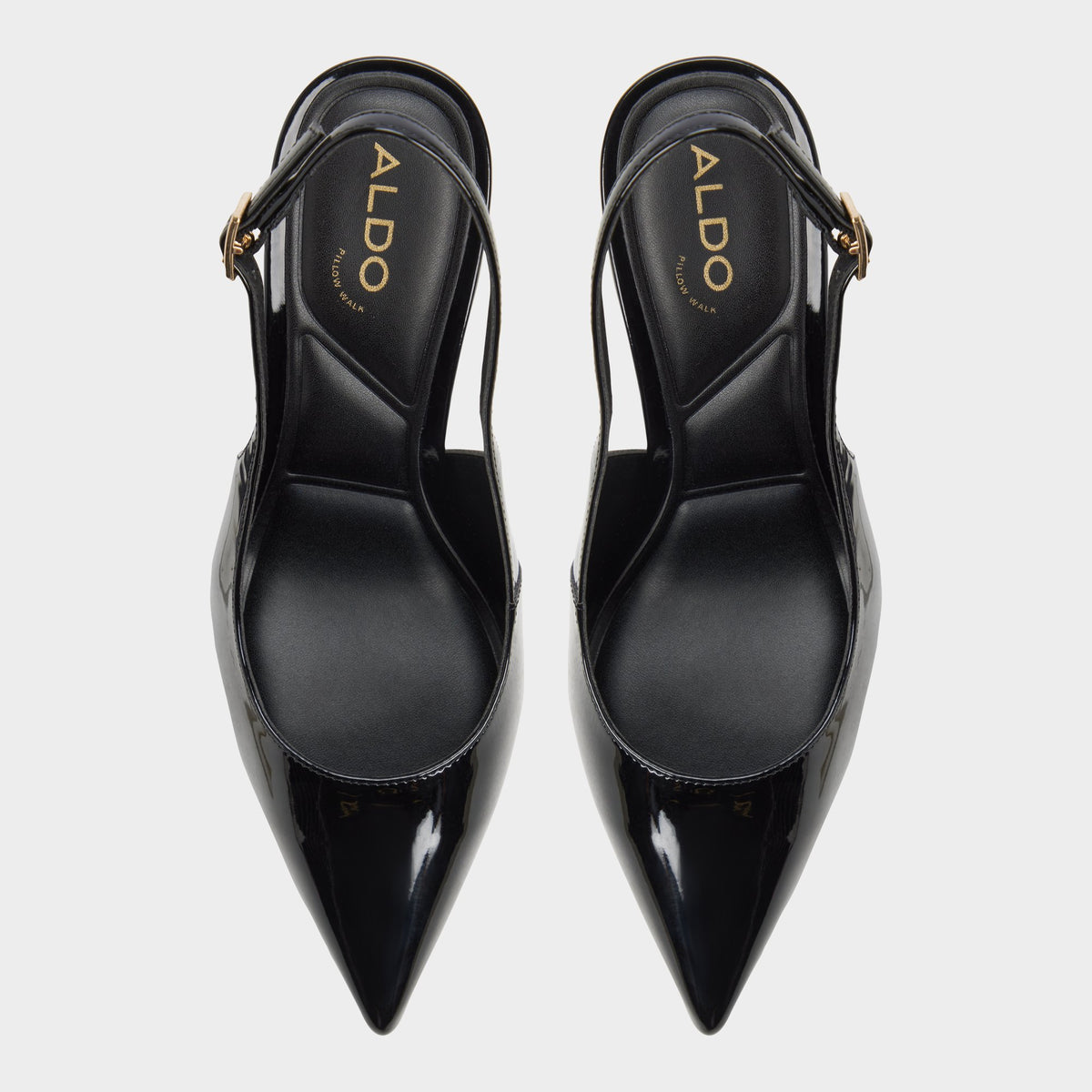 Top-down view of the Black Seralina Slingback high heel