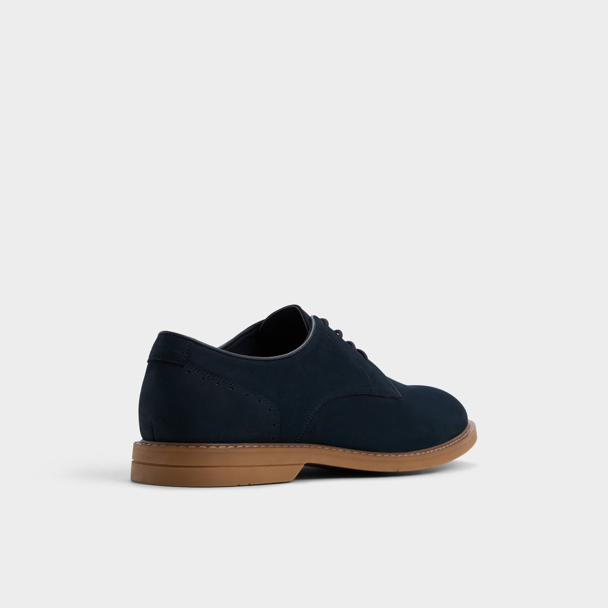 Three-quarter angle of Open navy Faro Oxford shoe's back side