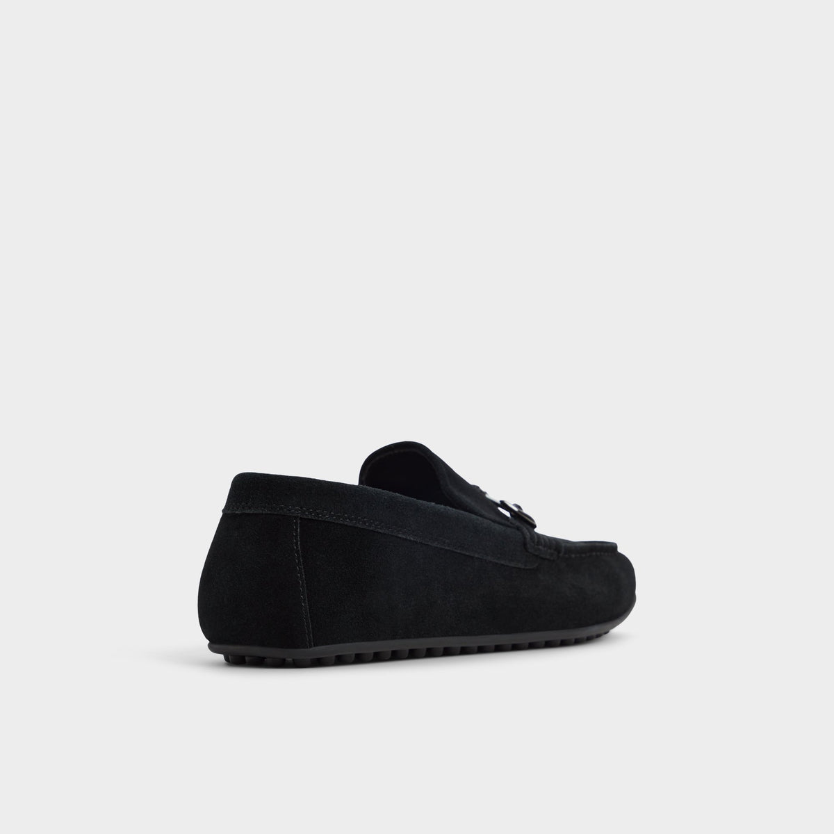 Three-quarter angle of Open black Wilbart Driving shoe's back side