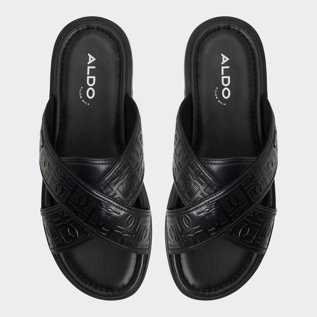 Vue de dessus de la Noir Ouvert Olino Slide sandal