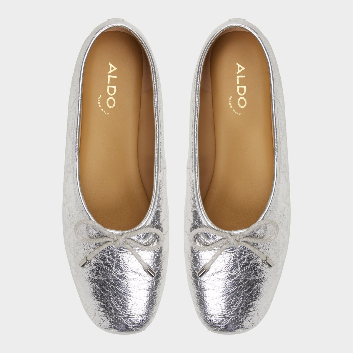 Top-down view of the Silver Joselie Ballet flat