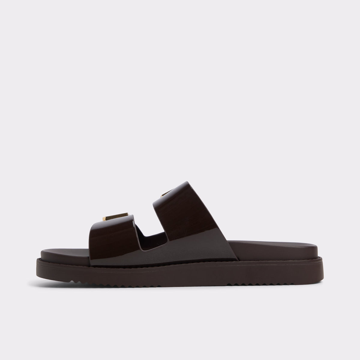 Side view of Medium brown Alessie Footbed sandal