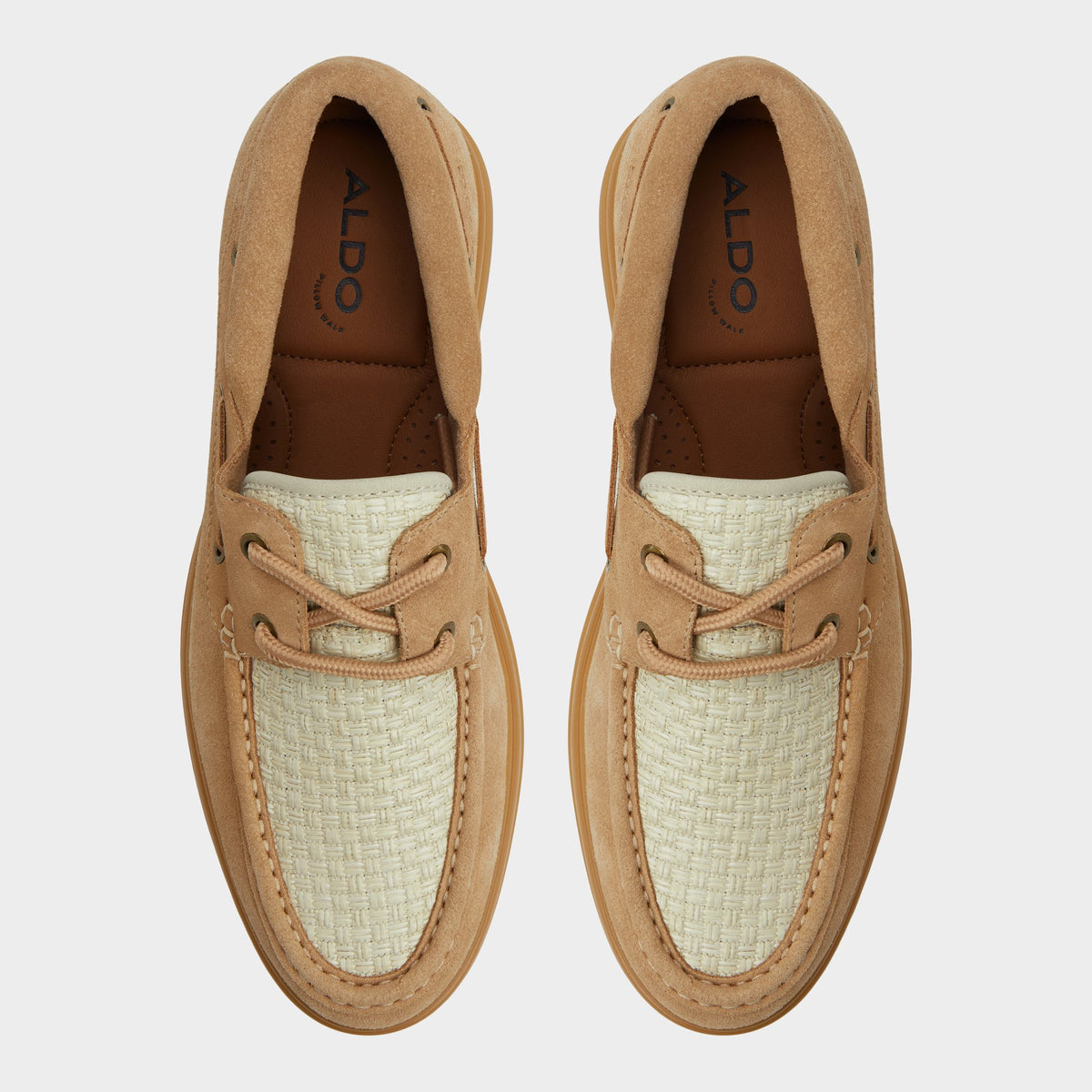 Top-down view of the Beige Seaexplorer Boat shoe