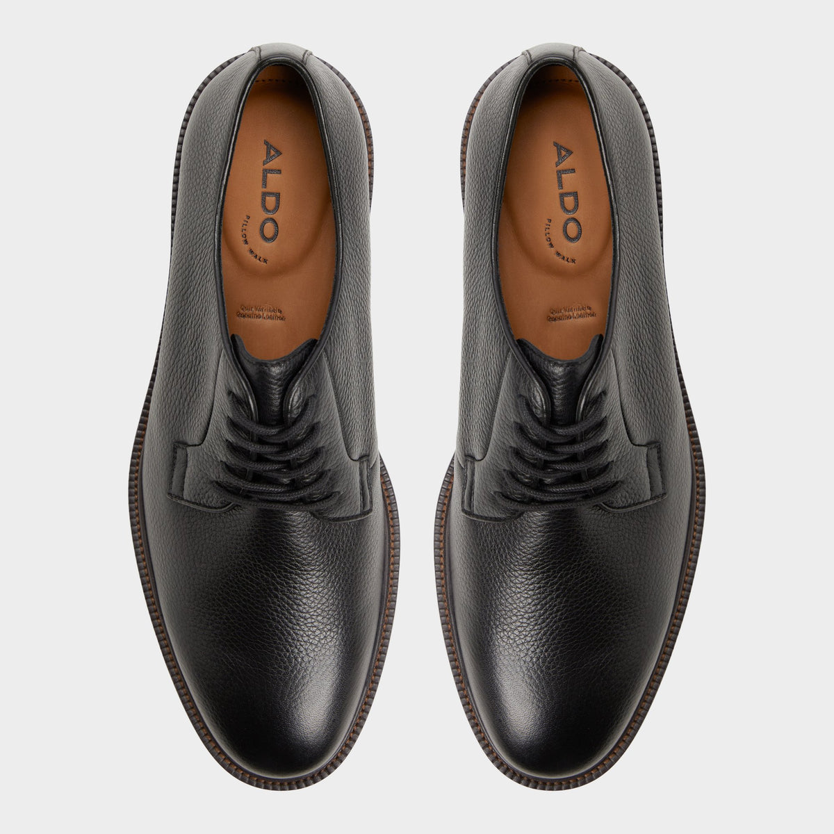 Top-down view of the Black Croy Oxford shoe
