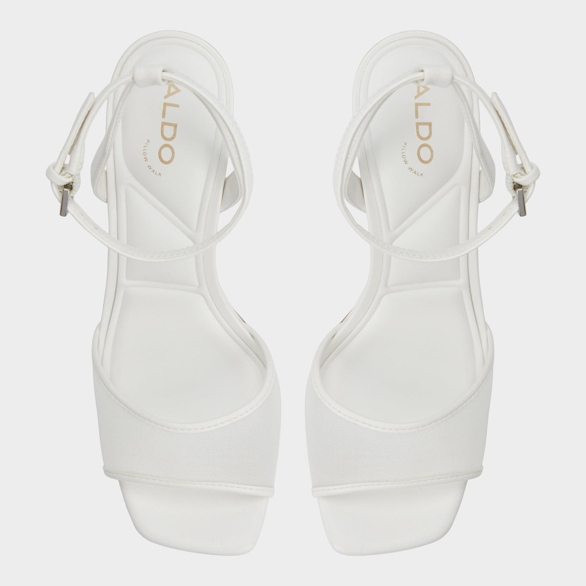 Top-down view of the Other white Chicglimmer Strappy heeled sandal