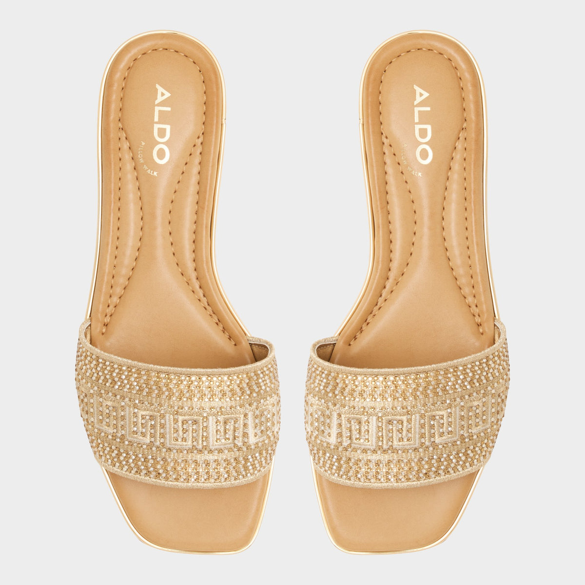 Top-down view of the Gold Oceania-xt Slide sandal