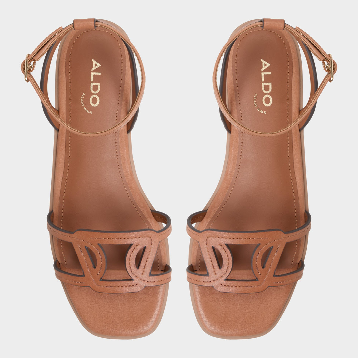 Top-down view of the Medium brown Greengrove Flat sandal