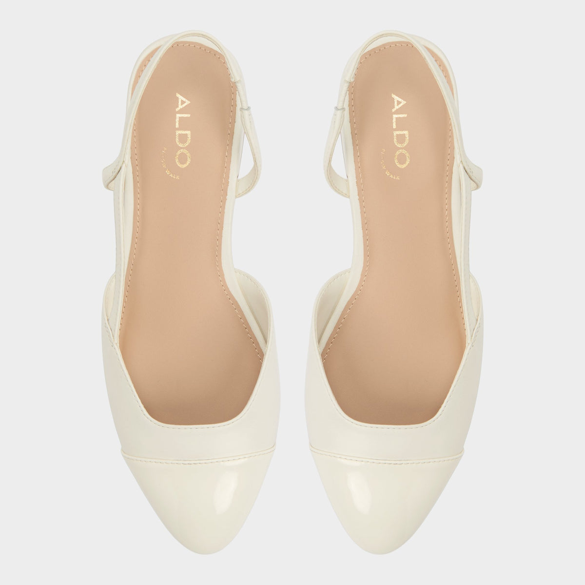 Top-down view of the Open white Clementinne Slingback ballerina