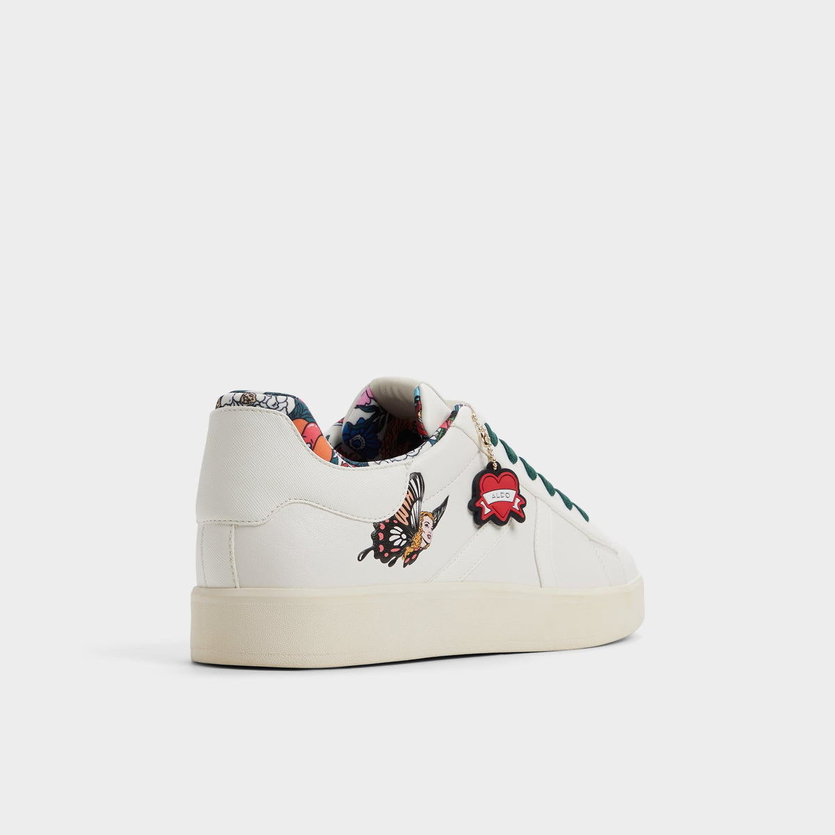 Angle de trois quarts de l'arrière de Combo Blanc Whatisadam Hommes, Sneaker bas