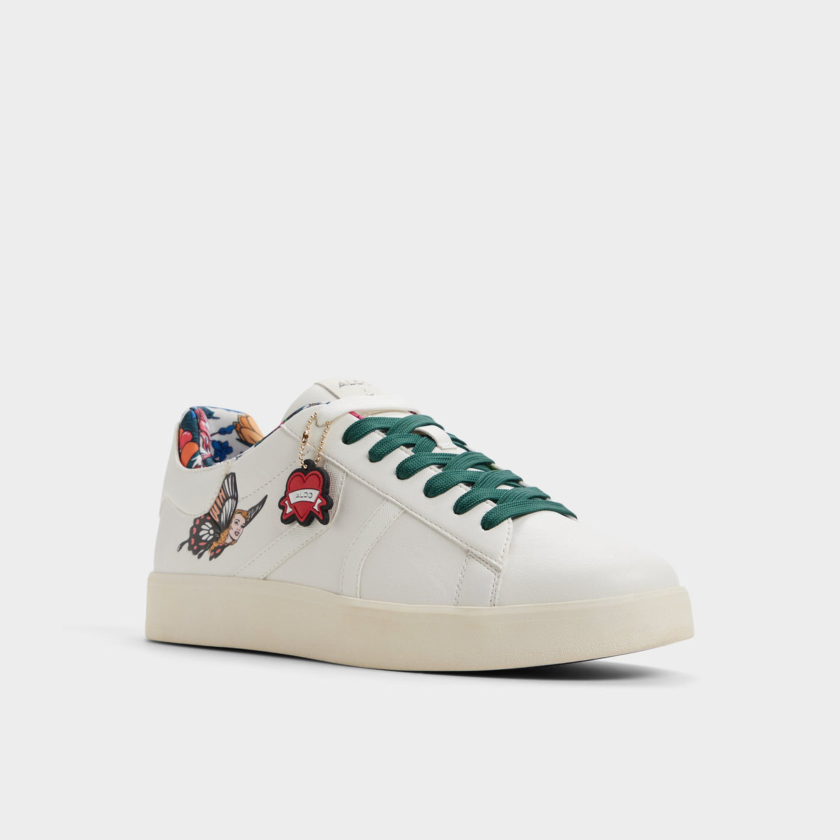 Angle de trois quarts de la face avant de Combo Blanc Whatisadam Hommes, Sneaker bas